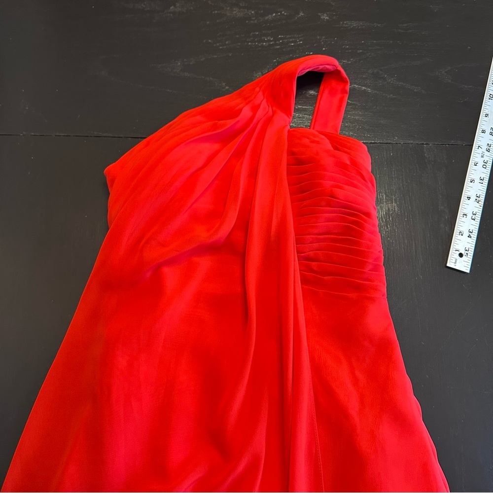Retro XS Bridesmaid Red Maxi Dress one Strap Killer Dress Long Wedding Fancy